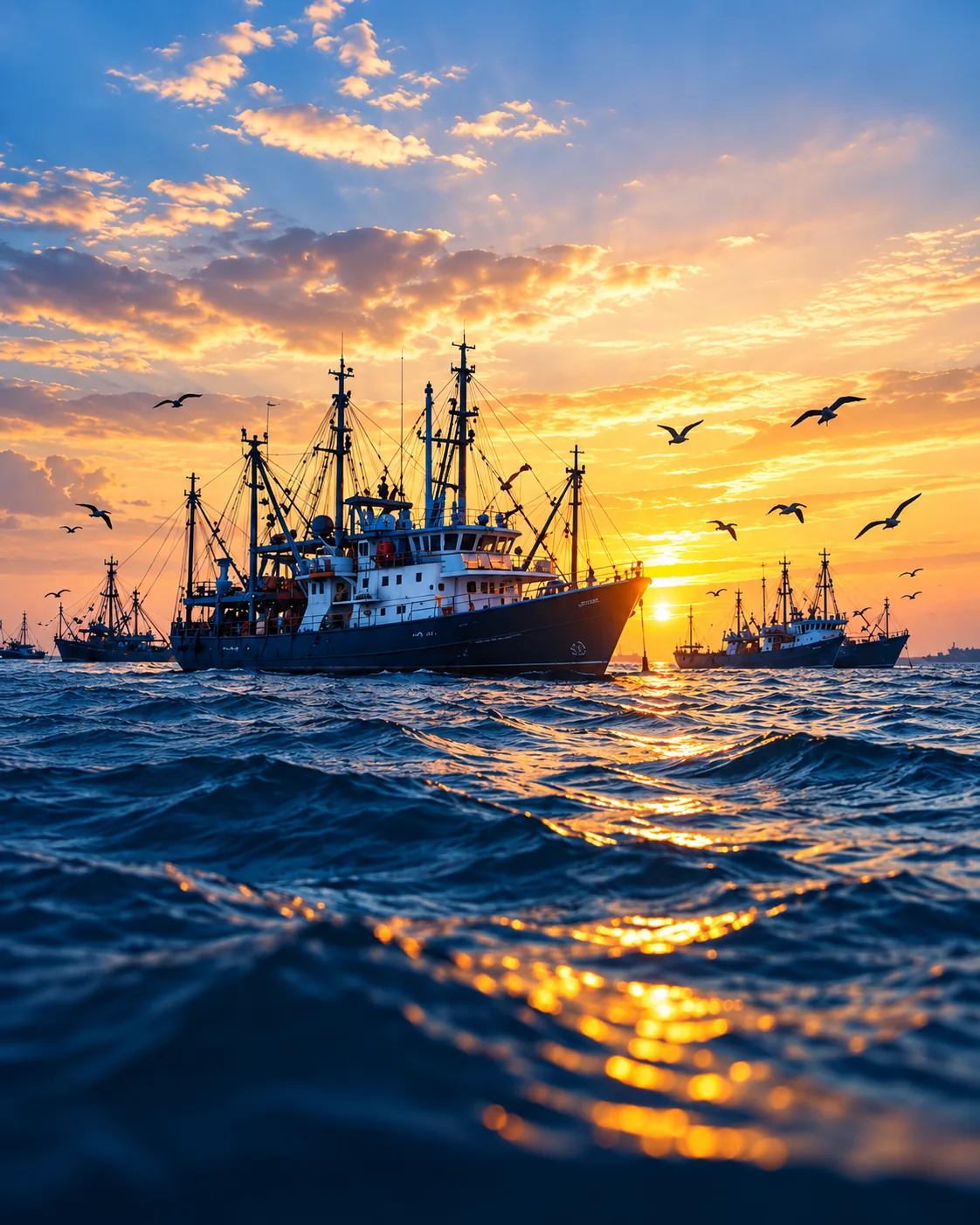 Barco navegando al atardecer, símbolo de conexión marítima internacional